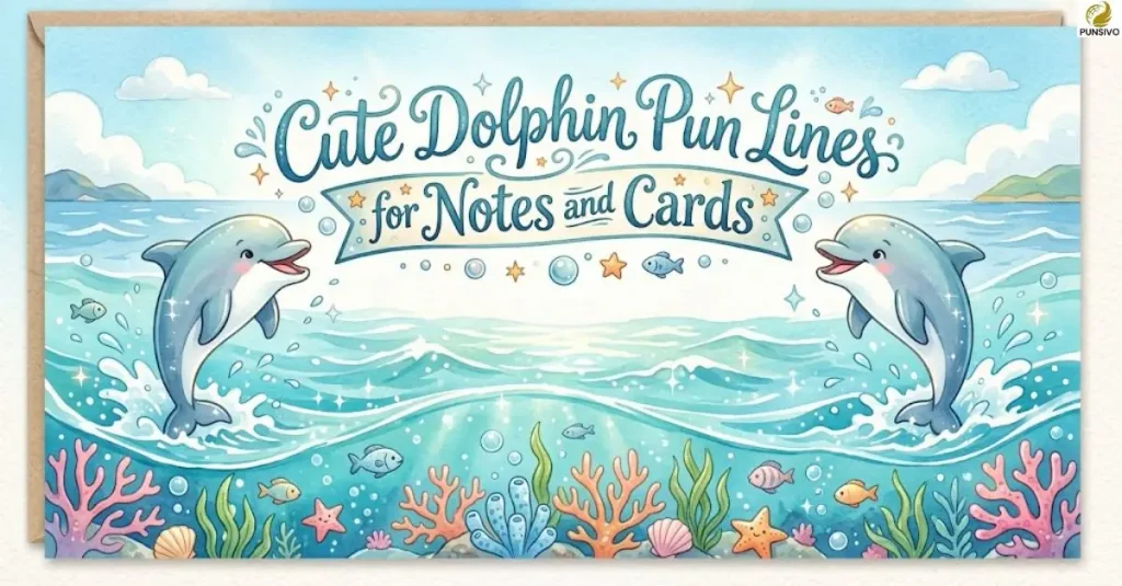 cute-dolphin-pun-lines-for-notes-and-cards Cute Dolphin Pun Lines for Notes and Cards