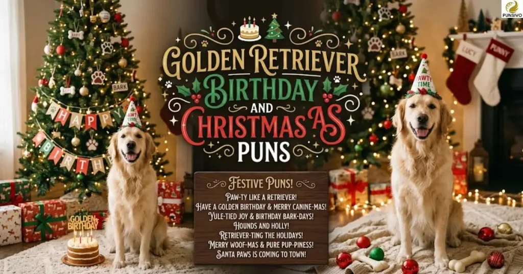 golden-retriever-birthday-and-christmas-puns Golden Retriever Birthday and Christmas Puns