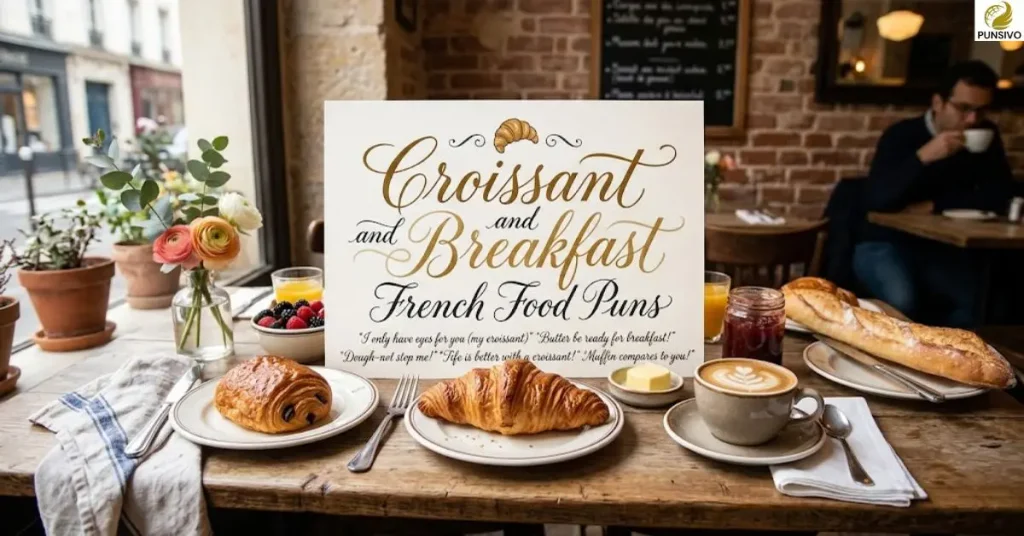 croissant-and-breakfast-french-food-puns Croissant and Breakfast French Food Puns