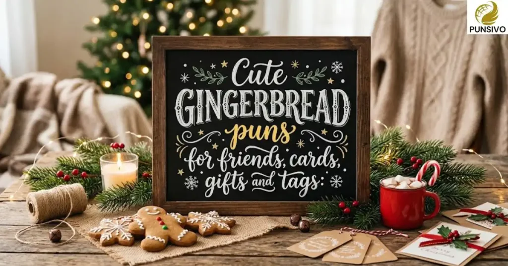 Cute gingerbread puns for friends, cards, gifts and tags: