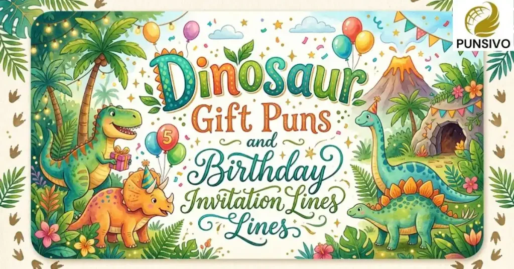 Dinosaur Gift Puns and Birthday Invitation Lines