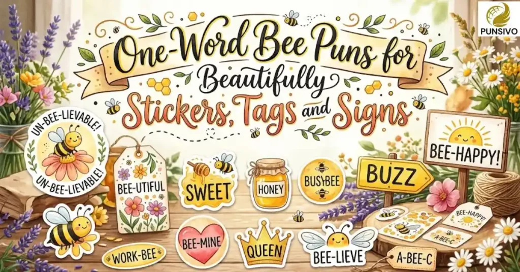 One-Word Bee Puns for Stickers, Tags and Signs