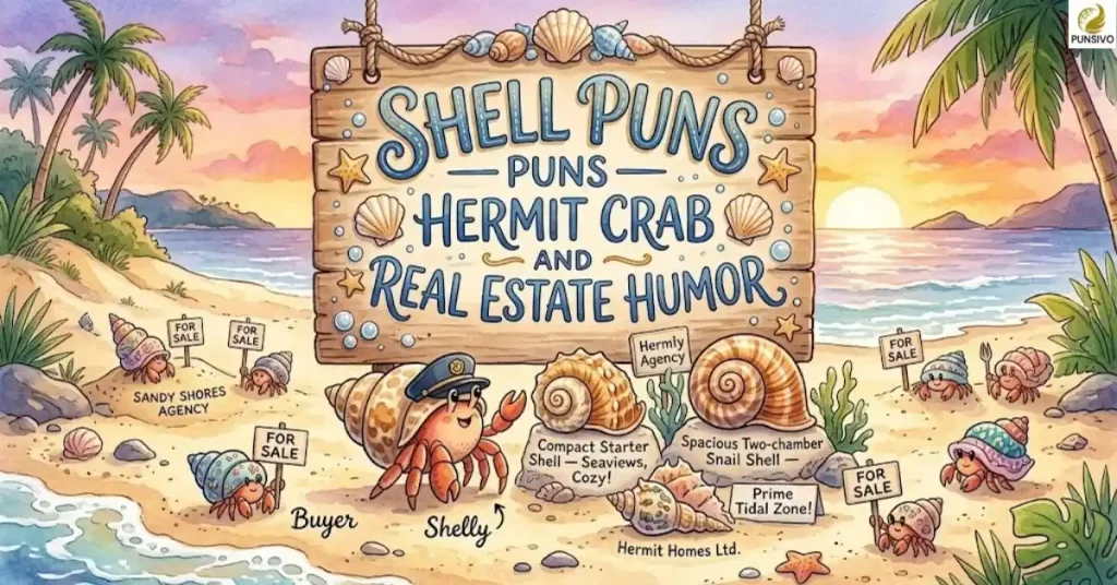 shell-puns-hermit-crab-and-real-estate-humor Shell Puns — Hermit Crab and Real Estate Humor