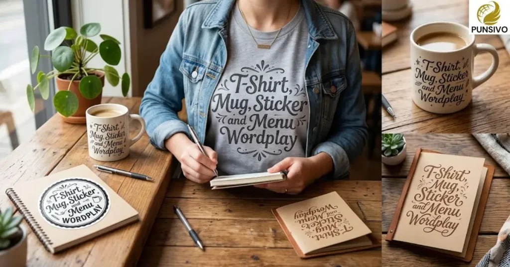 T-Shirt, Mug, Sticker and Menu Wordplay